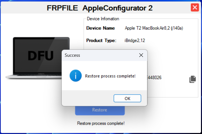 How to restore macbook with Apple Configurator Windows - FRP FILE
